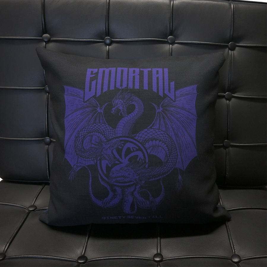Elevate your home decor with the Emortal Dragons Pillow: a luxurious blend of 100% pre-shrunk polyester with a linen feel, hidden zipper, and machine-washable ease. Crafted on-demand for sustainability. Add a touch of enchantment to your space!
