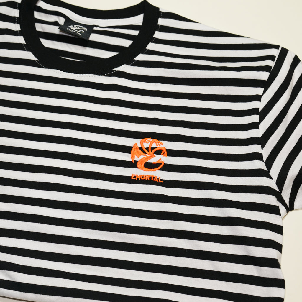 STRIPED EMBROIDERED LOGO TEE
